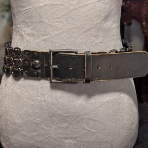 Black Studded Belt with Metal Rings